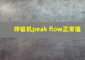 呼吸机peak flow正常值